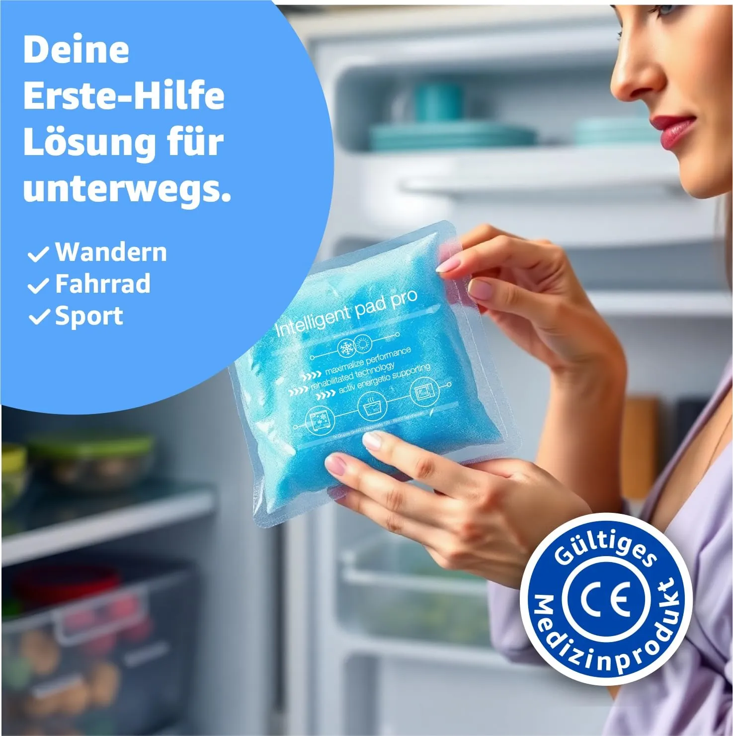 2 pieces - XXL cooling pads 29x12 cm - MADE IN GERMANY - Ice packs gel blue, large - heat pads & cooling packs - cooling pads - for wisdom teeth, pain & fever - children & adults 2x XXL
