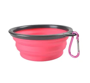 2Pcs S 350ml pink Portable Outdoor Pet feed bowl Foldable Silicone travel Bowl AZ2097