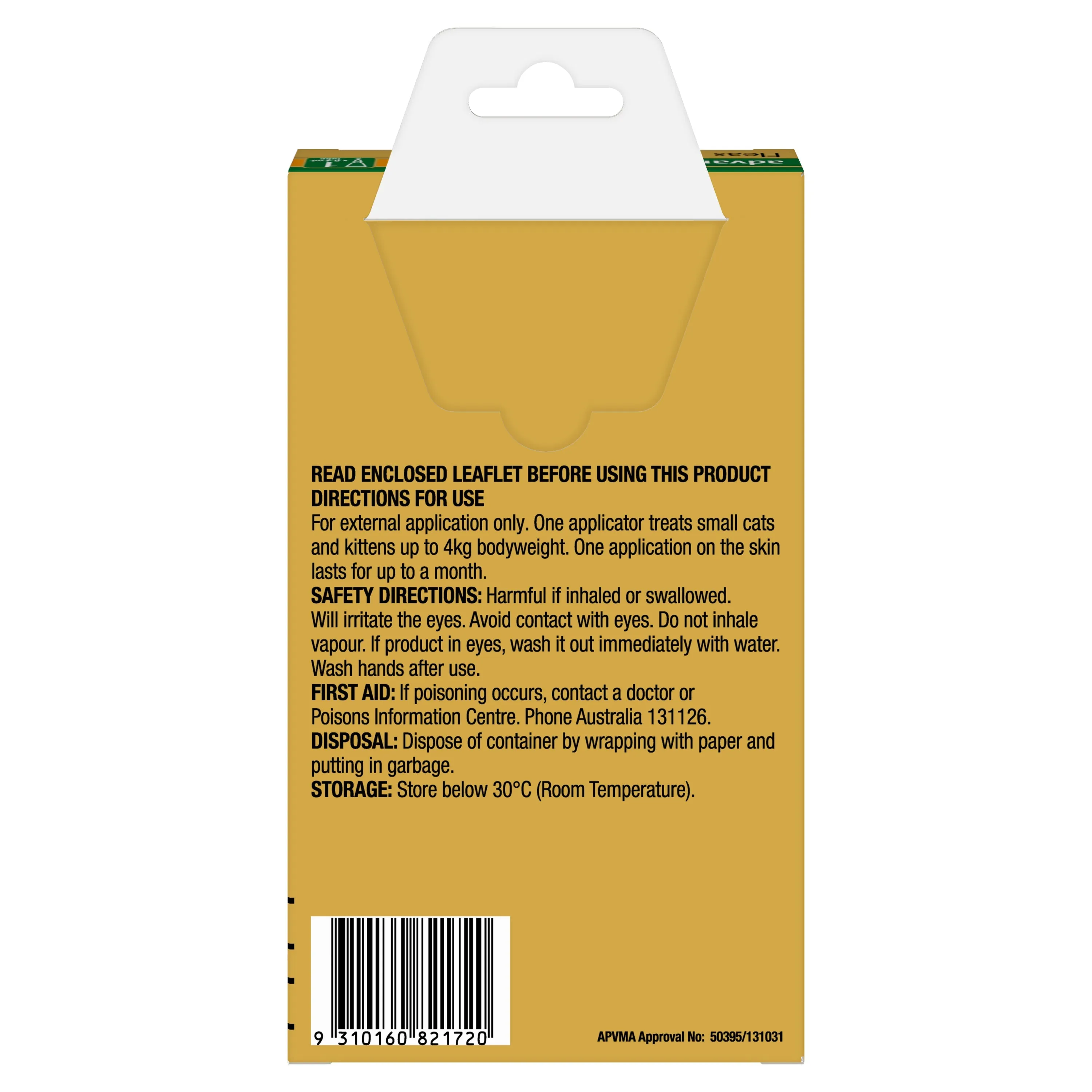 Advantage Flea Treatment for Cats 0-4kg Orange 1 Pack^^^