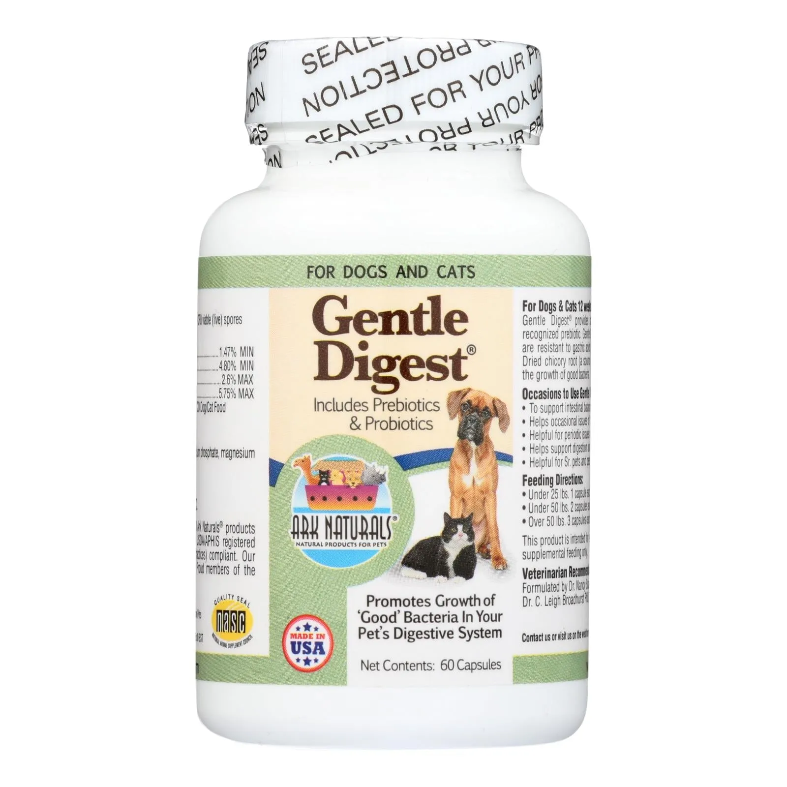 Ark Naturals Gentle Digest for Dogs and Cats, 60 Capsules