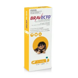 Bravecto Spot-On 6 Monthly Flea Treatment for Dogs 2-4.5kg Yellow^^^