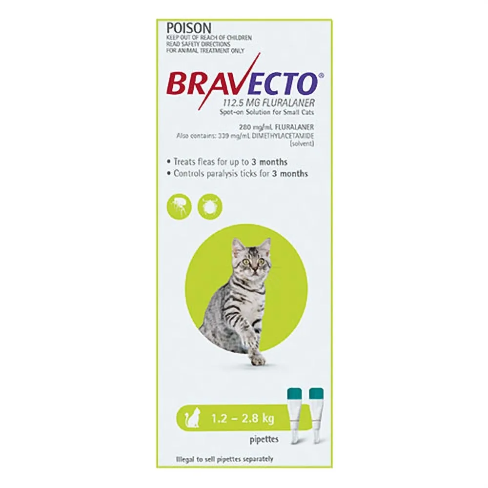 Bravecto Spot On Small Cats 1.2-2.8Kg 2 Pack