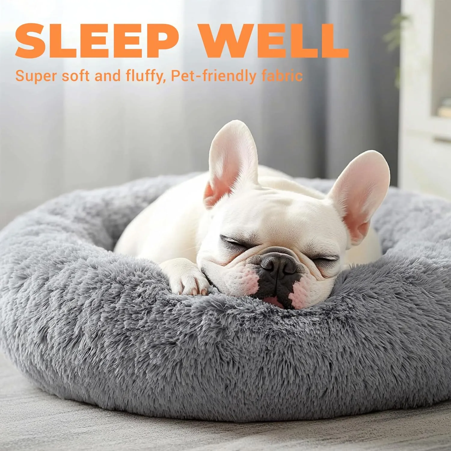 Calming Donut Pet Bed | Anti-Anxiety, Machine Washable, Luxurious Plush | Non-Slip & Waterproof | 20 Inches for Small Dogs & Cats (Fits Pets up to 25 lbs)