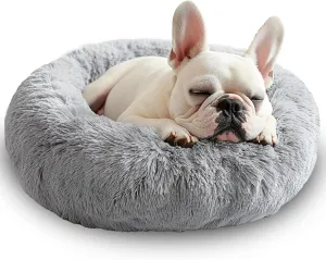 Calming Donut Pet Bed | Anti-Anxiety, Machine Washable, Luxurious Plush | Non-Slip & Waterproof | 20 Inches for Small Dogs & Cats (Fits Pets up to 25 lbs)