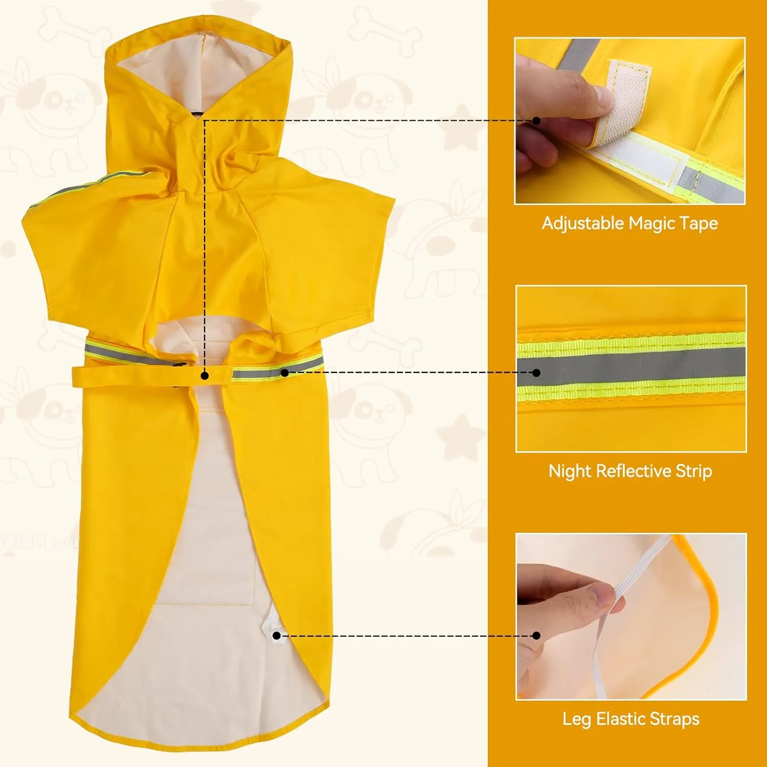 Dog Raincoat, Adjustable Water Proof Pet Clothes with Clear Hooded, Waterproof Lightweight Pet Rain Jacket Phocho Hoodie (Reflection-Pink, Small)