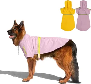 Dog Raincoat, Adjustable Water Proof Pet Clothes with Clear Hooded, Waterproof Lightweight Pet Rain Jacket Phocho Hoodie (Reflection-Pink, Small)