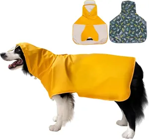 Dog Raincoat, Adjustable Water Proof Pet Clothes with Clear Hooded, Waterproof Lightweight Pet Rain Jacket Phocho Hoodie (Yellow, X-Large)