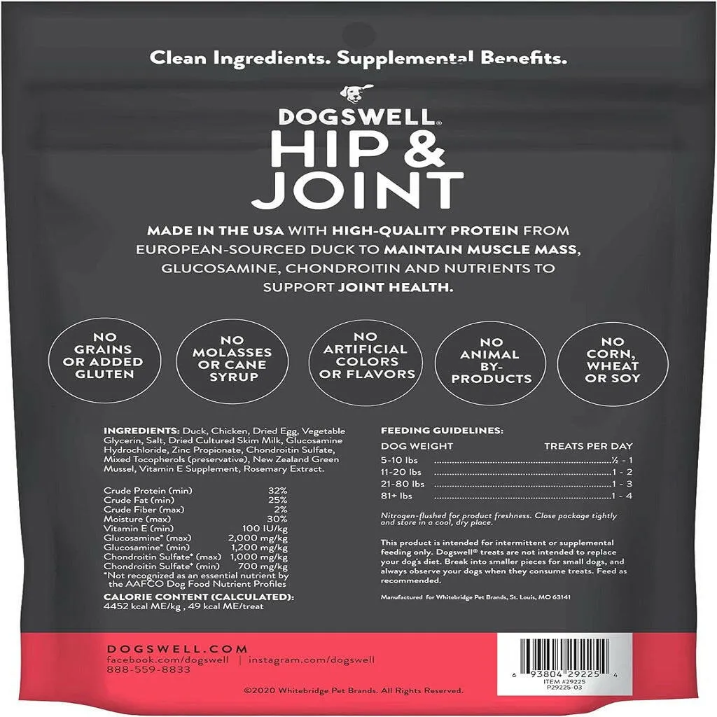 Dogswell Soft Strips Hip & Joint Duck Recipe Grain Free Treats 10 oz