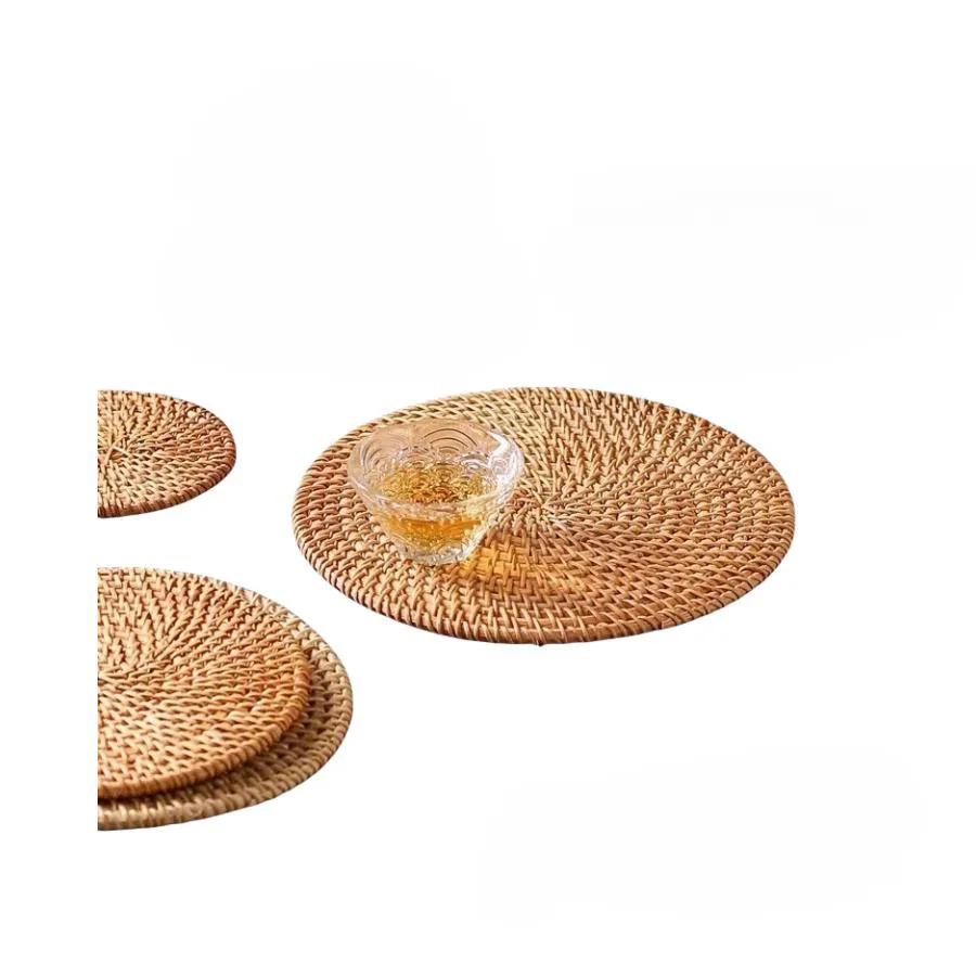 Eco-Friendly Handwoven Insulation Pads – Natural Rattan Heat-Resistant Placemats for Dining Table, Tea Mats, and Hot Pot Holders