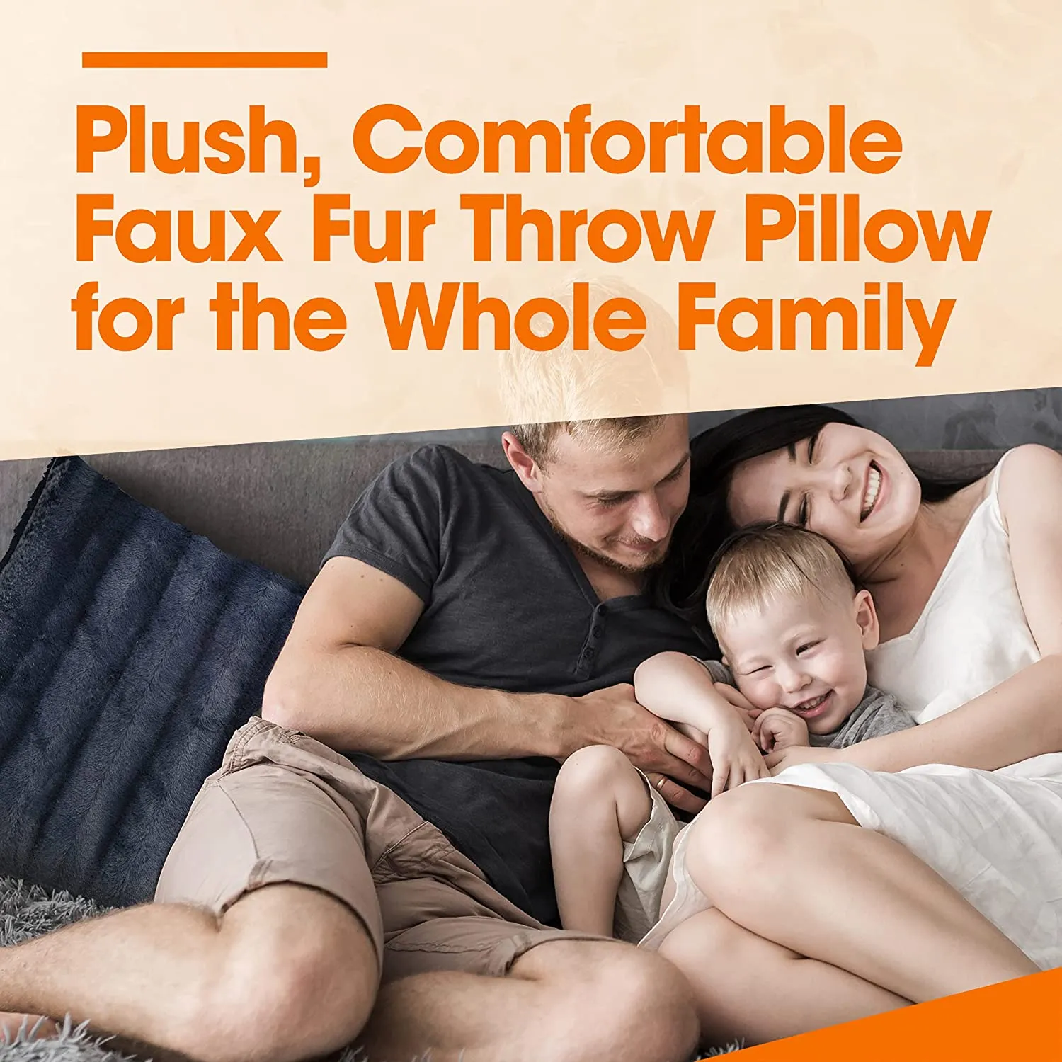 Faux Fur Throw Pillows - Set of 2 Lumbar Couch Pillows