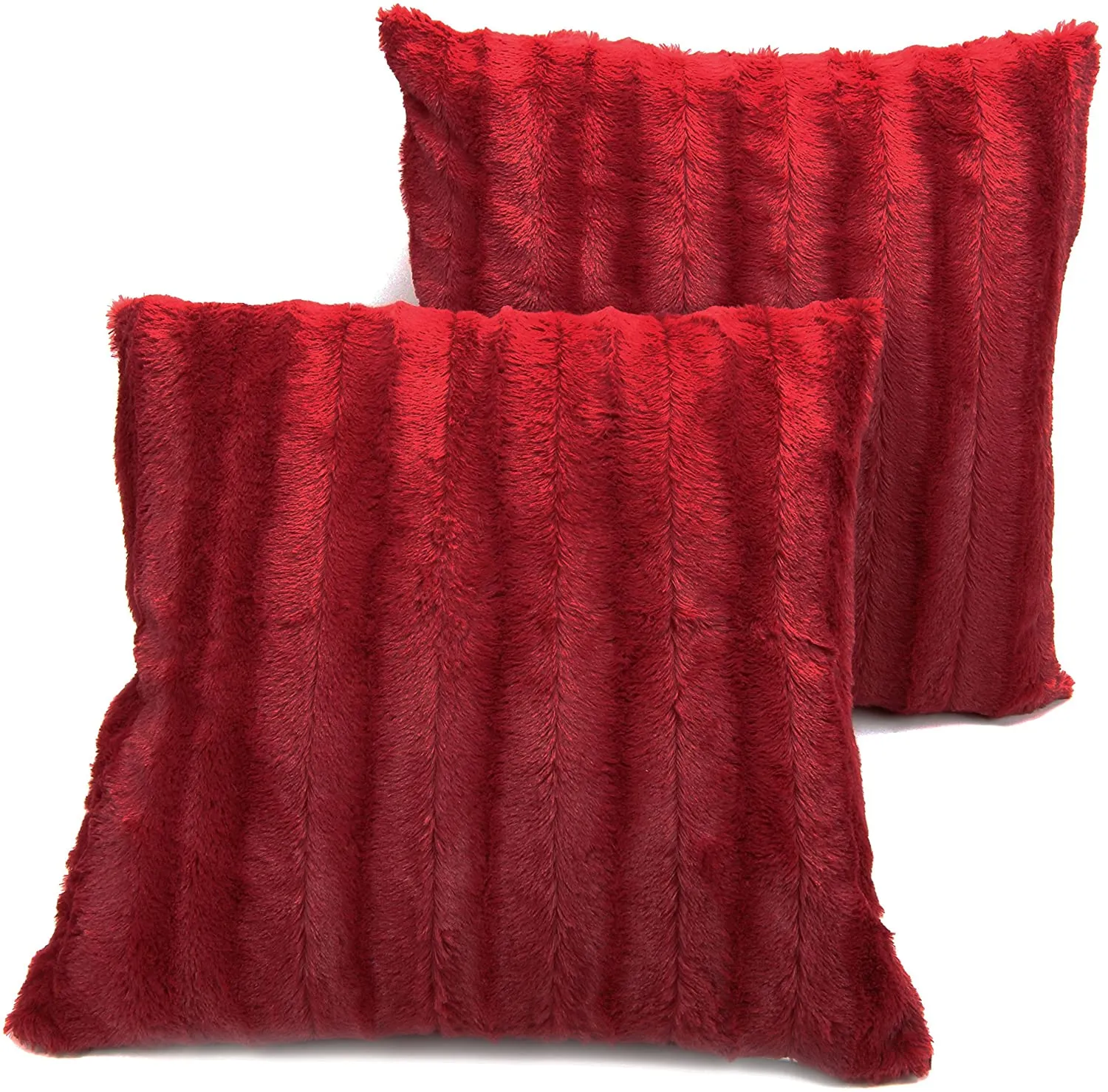 Faux Fur Throw Pillows - Set of 2 Lumbar Couch Pillows