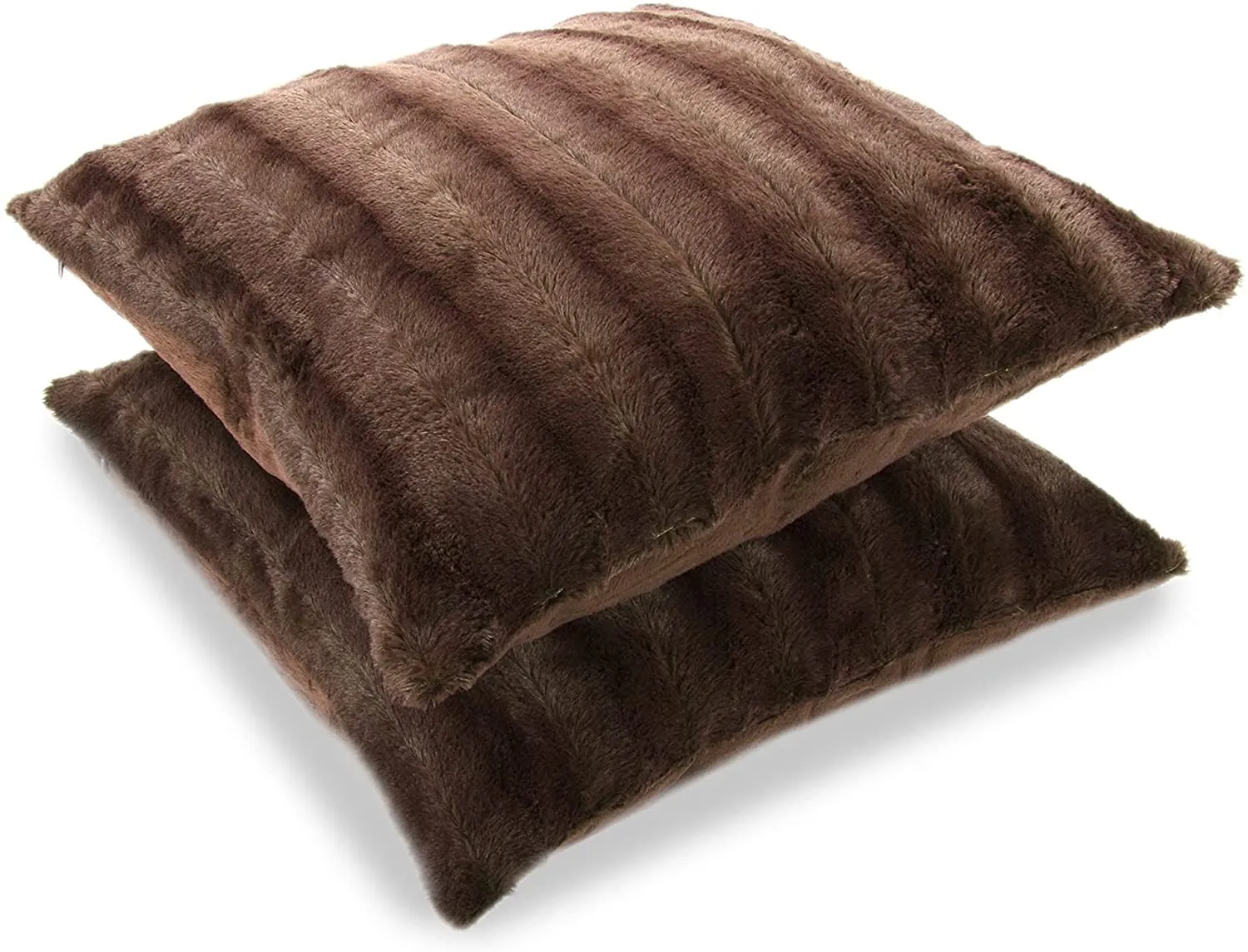 Faux Fur Throw Pillows - Set of 2 Lumbar Couch Pillows