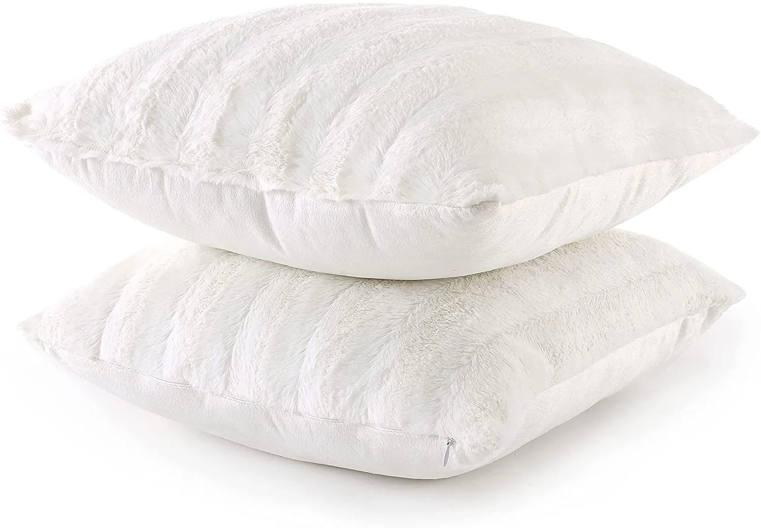 Faux Fur Throw Pillows - Set of 2 Lumbar Couch Pillows