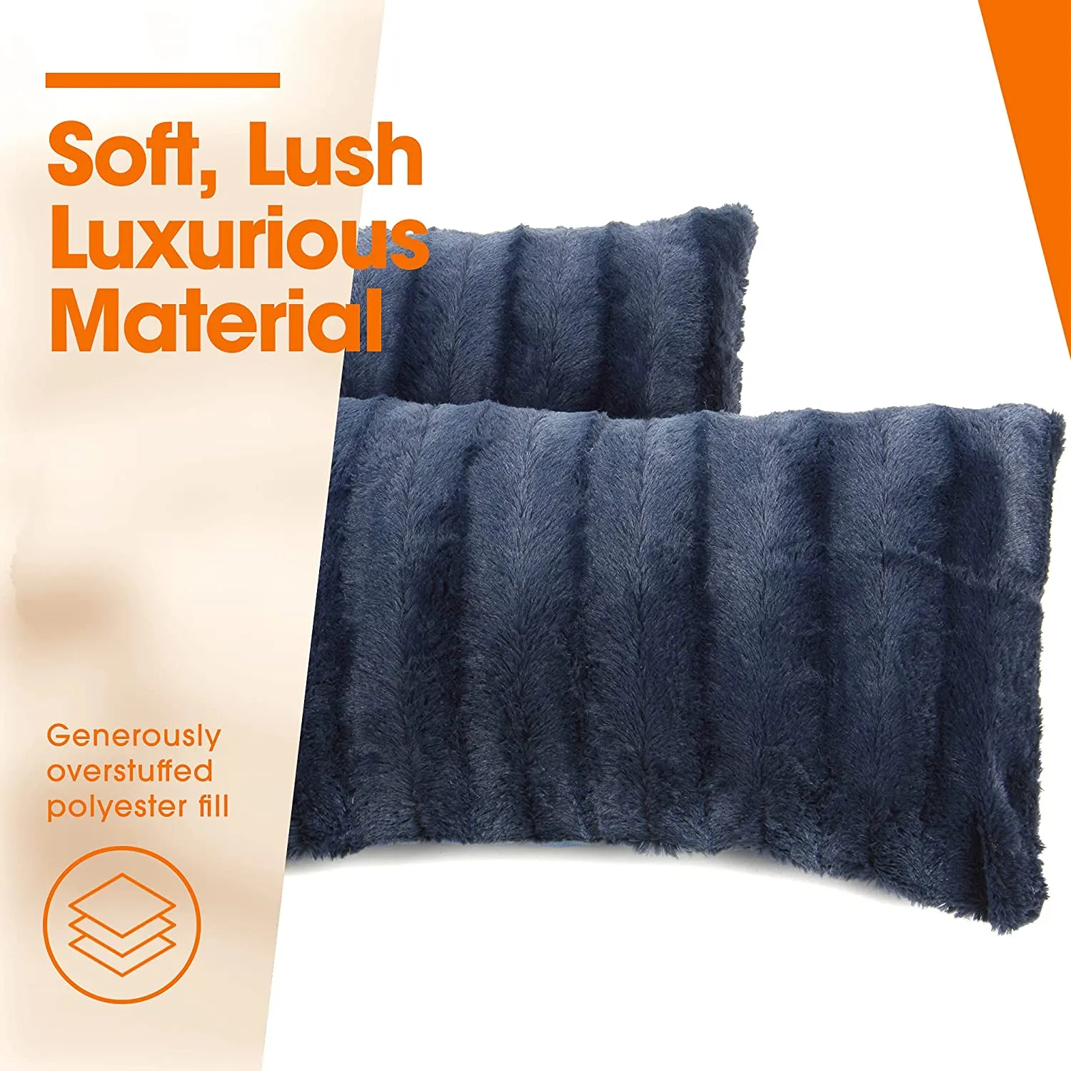Faux Fur Throw Pillows - Set of 2 Lumbar Couch Pillows