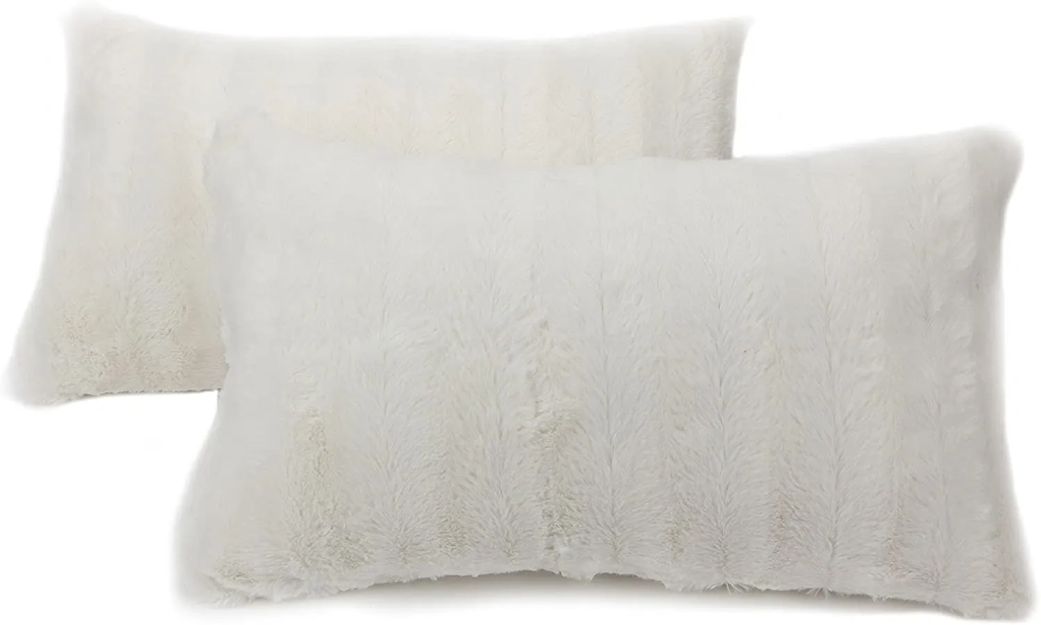 Faux Fur Throw Pillows - Set of 2 Lumbar Couch Pillows