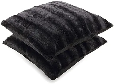 Faux Fur Throw Pillows - Set of 2 Lumbar Couch Pillows