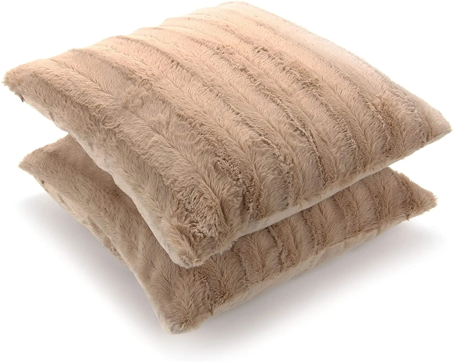 Faux Fur Throw Pillows - Set of 2 Lumbar Couch Pillows