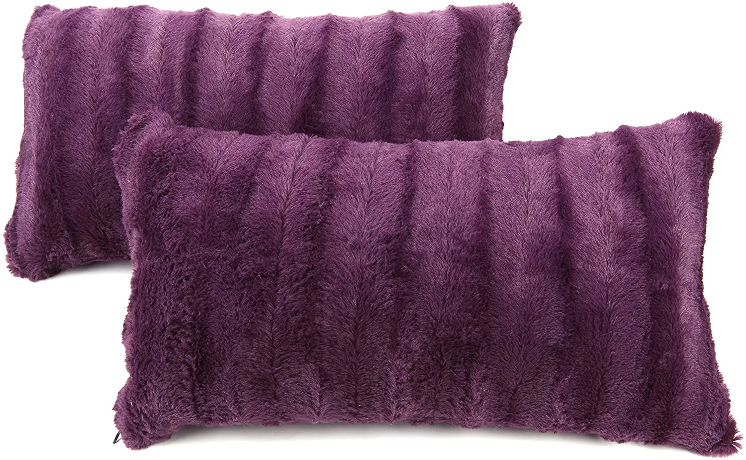 Faux Fur Throw Pillows - Set of 2 Lumbar Couch Pillows