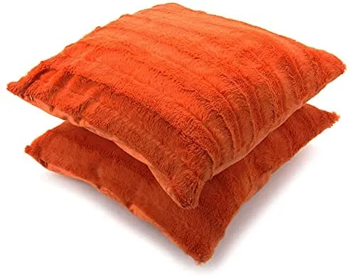 Faux Fur Throw Pillows - Set of 2 Lumbar Couch Pillows
