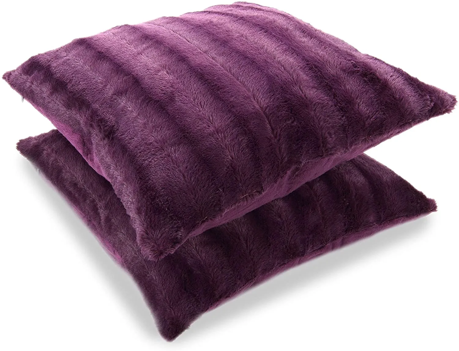 Faux Fur Throw Pillows - Set of 2 Lumbar Couch Pillows