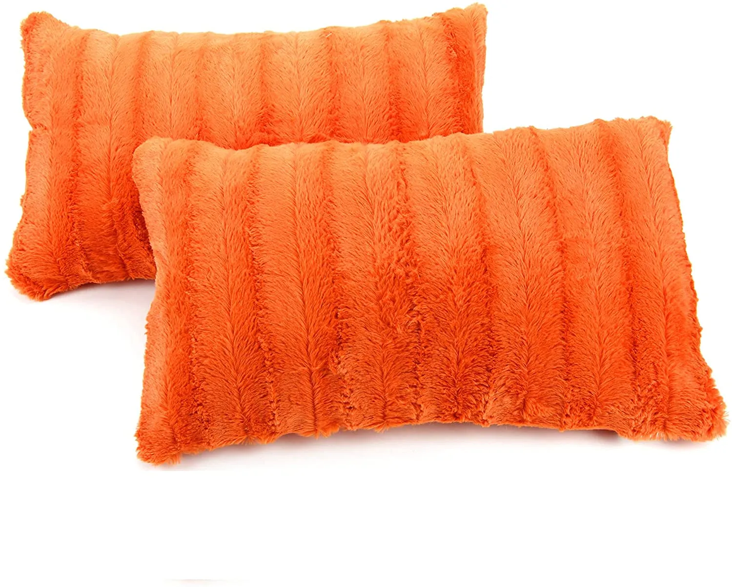 Faux Fur Throw Pillows - Set of 2 Lumbar Couch Pillows