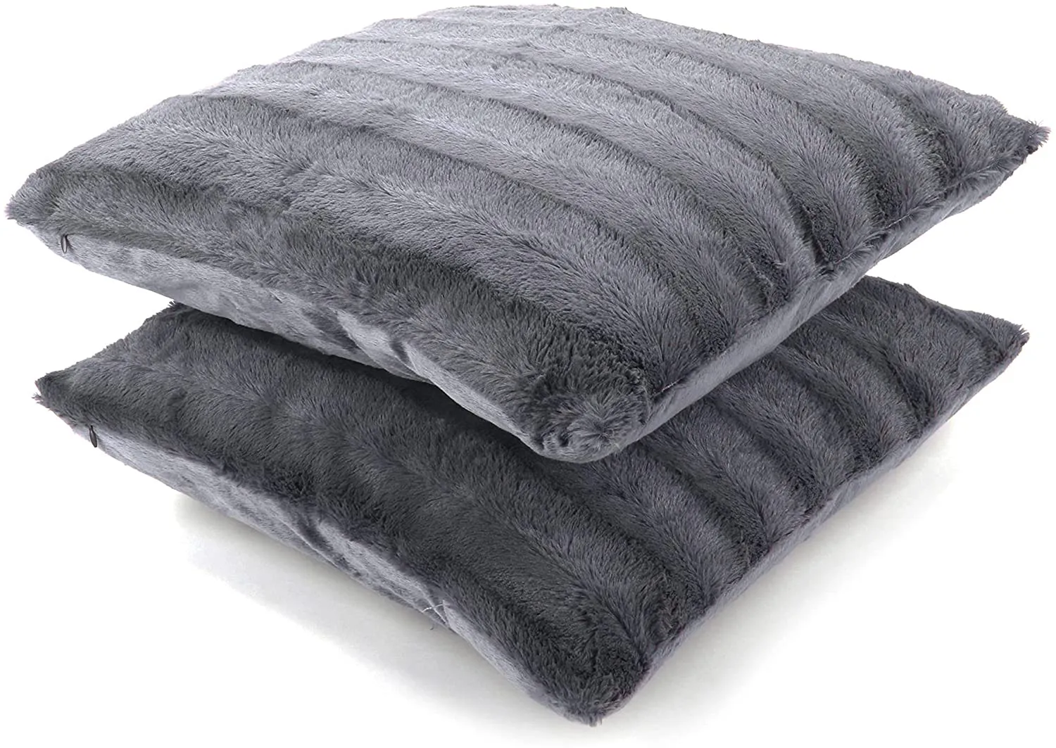 Faux Fur Throw Pillows - Set of 2 Lumbar Couch Pillows