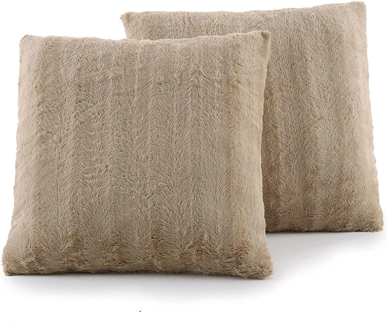 Faux Fur Throw Pillows - Set of 2 Lumbar Couch Pillows