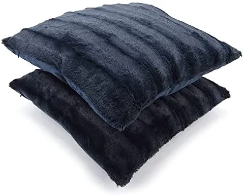 Faux Fur Throw Pillows - Set of 2 Lumbar Couch Pillows