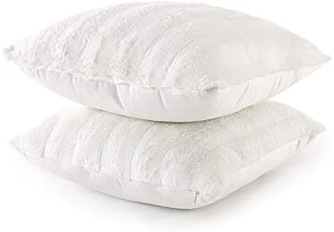 Faux Fur Throw Pillows - Set of 2 Lumbar Couch Pillows