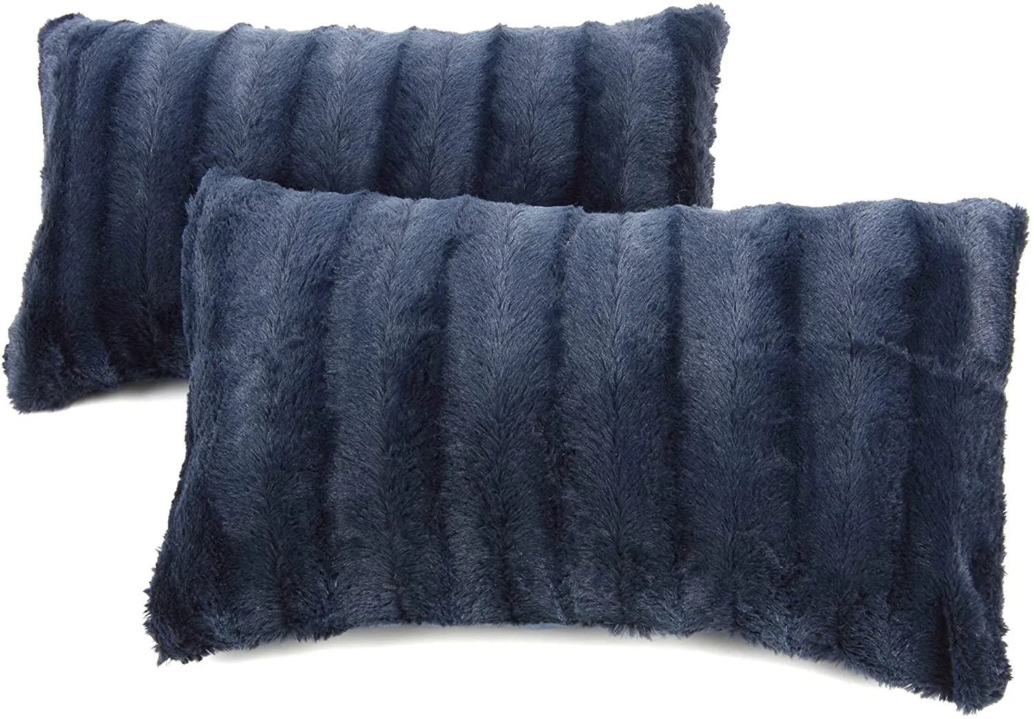 Faux Fur Throw Pillows - Set of 2 Lumbar Couch Pillows
