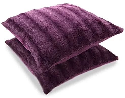 Faux Fur Throw Pillows - Set of 2 Lumbar Couch Pillows