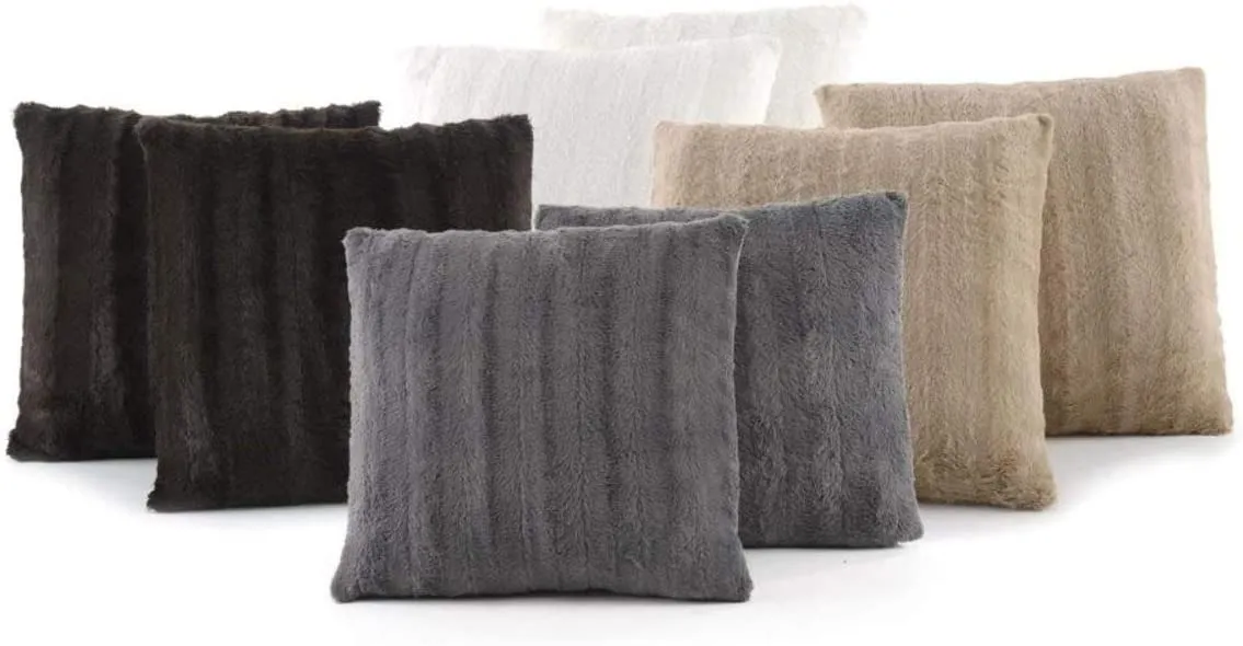 Faux Fur Throw Pillows - Set of 2 Lumbar Couch Pillows