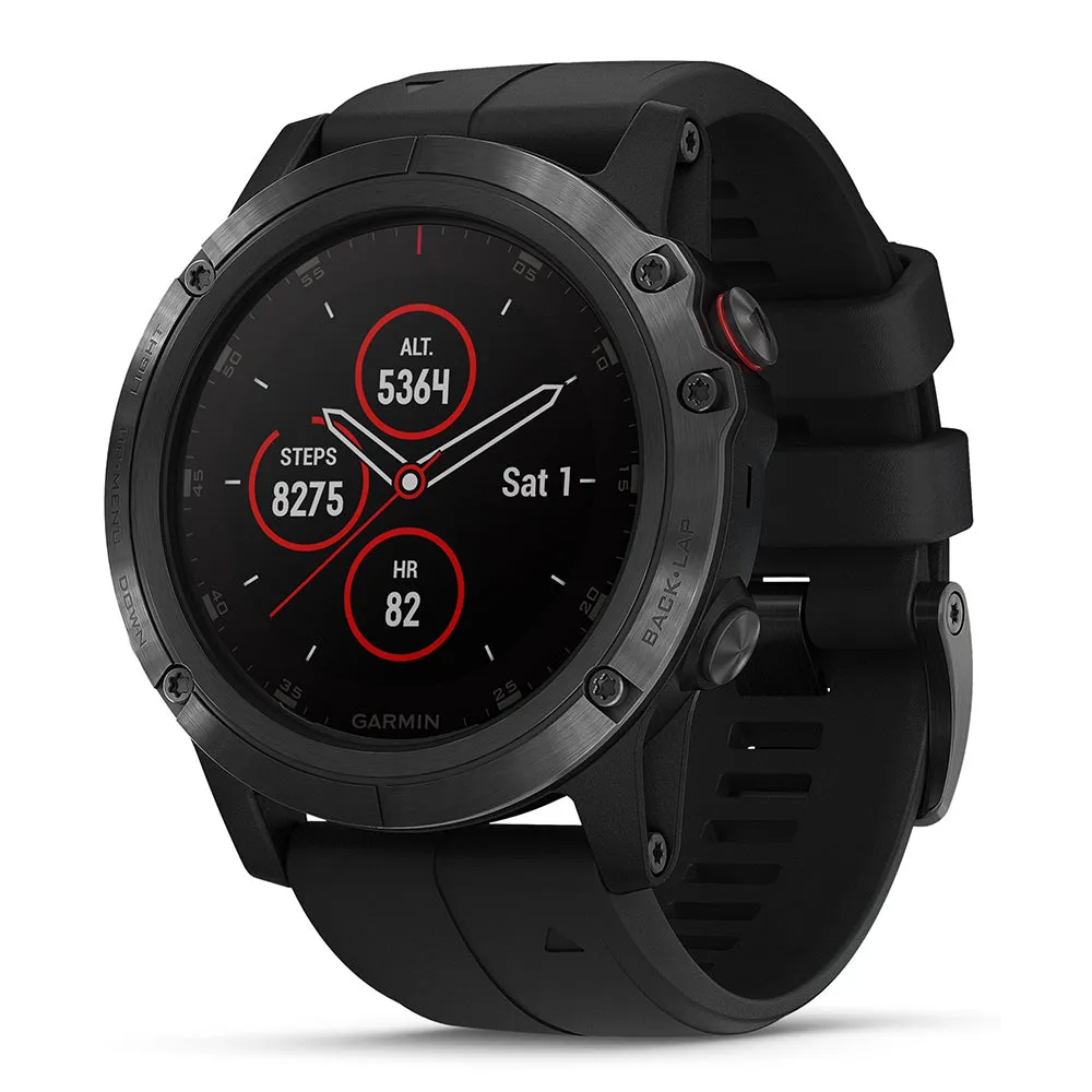 Garmin fenix 5X Plus Black w/DLC  Sapphire Quartz Dial Multisport GPS Smart Watch - 010-01989-00