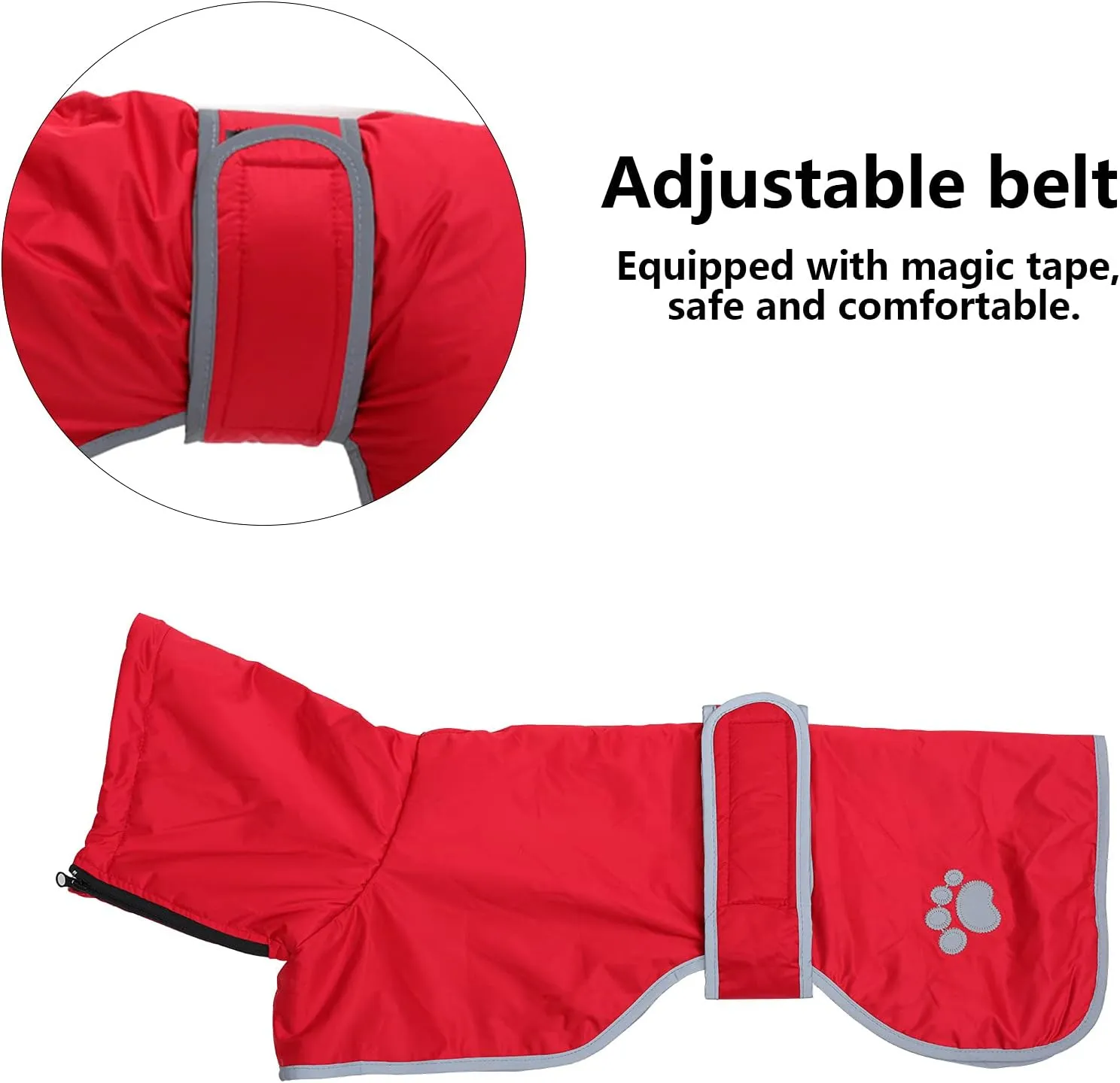 Geyecete Dog Winter Coat Greyhound Raincoat Fabric with Lamb Velvet Inside Outdoor Dog Apparel with Adjustable Bands for Medium, Large Dog-Red-XL