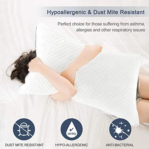 GOHOME Adjustable Bed Pillows for Sleeping 2 Pack, Soft Velvet Fabric Hotel Pillows, Hypoallergenic Down Alternative Pillows, for Side and Back Sleeper, 20"x26" Standard Size