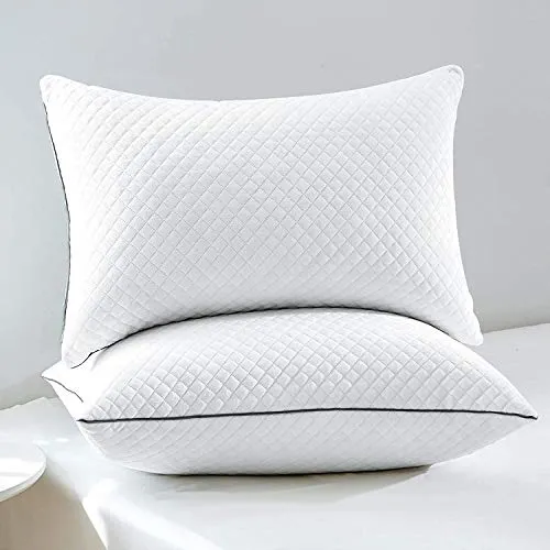 GOHOME Adjustable Bed Pillows for Sleeping 2 Pack, Soft Velvet Fabric Hotel Pillows, Hypoallergenic Down Alternative Pillows, for Side and Back Sleeper, 20"x26" Standard Size