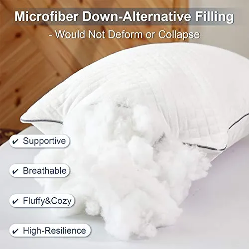 GOHOME Adjustable Bed Pillows for Sleeping 2 Pack, Soft Velvet Fabric Hotel Pillows, Hypoallergenic Down Alternative Pillows, for Side and Back Sleeper, 20"x26" Standard Size