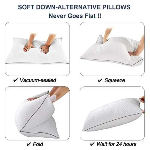 GOHOME Adjustable Bed Pillows for Sleeping 2 Pack, Soft Velvet Fabric Hotel Pillows, Hypoallergenic Down Alternative Pillows, for Side and Back Sleeper, 20"x26" Standard Size