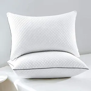 GOHOME Adjustable Bed Pillows for Sleeping 2 Pack, Soft Velvet Fabric Hotel Pillows, Hypoallergenic Down Alternative Pillows, for Side and Back Sleeper, 20"x26" Standard Size