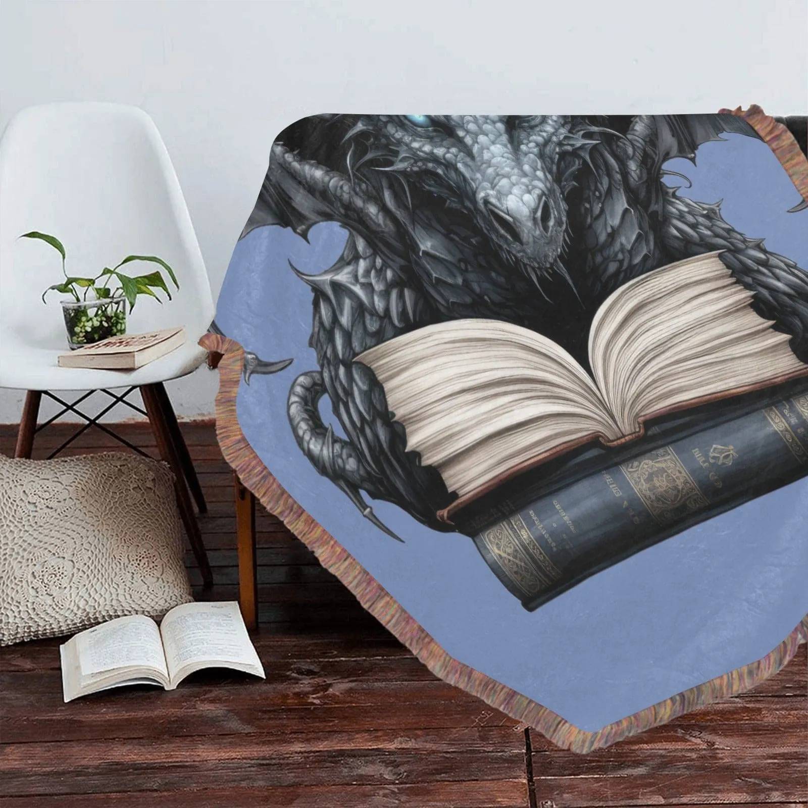 Gothic Dragon Ultra-Soft Mixed Green Fringe Blanket 60"x80"