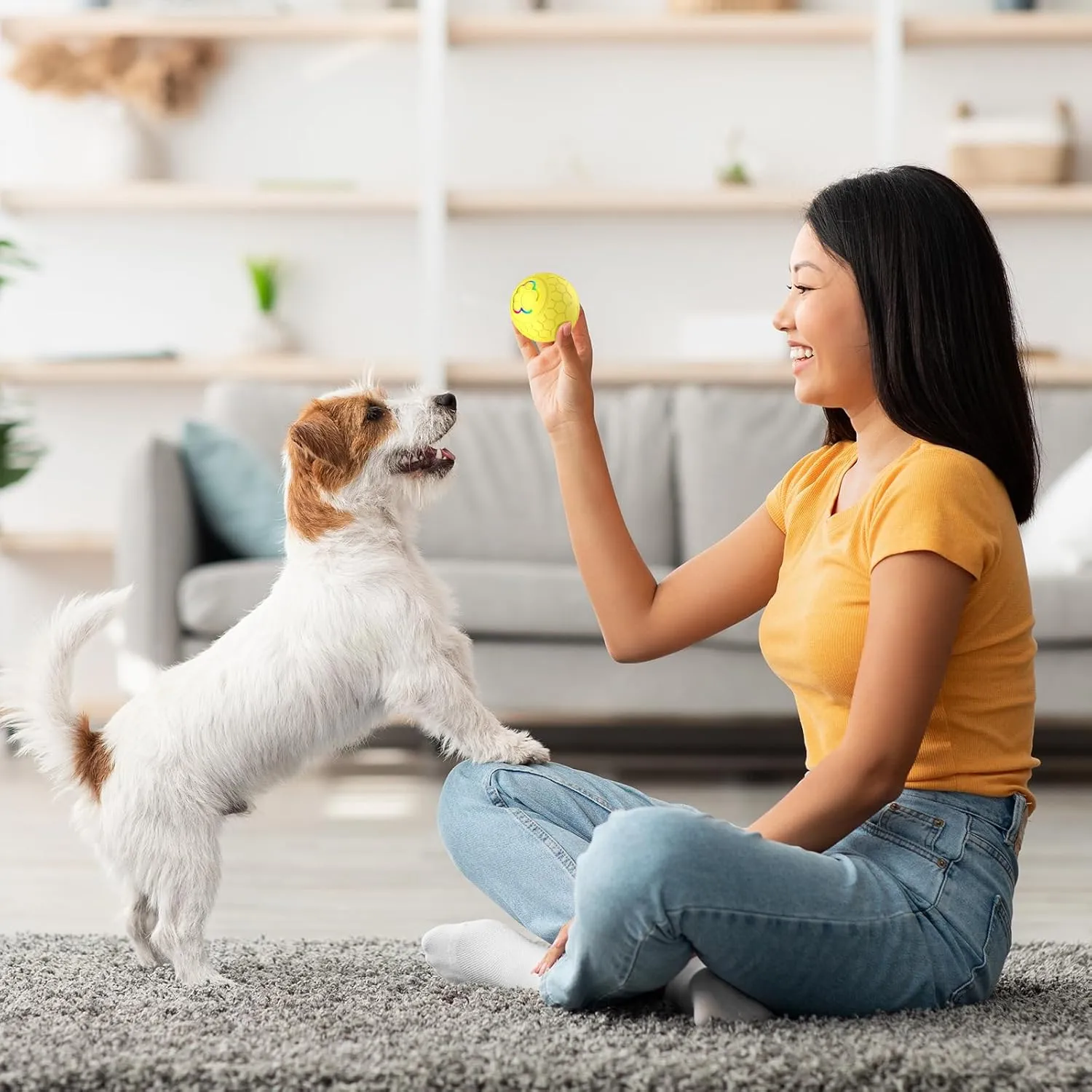 Interactive Shaky Ball Toy for Dogs and Cat  Newly Upgraded USB Rechargeable Smart Pet Ball for Small, Medium, and Large Dogs  Fun & Stimulating Interactive Dog Ball (Blue Automatic)