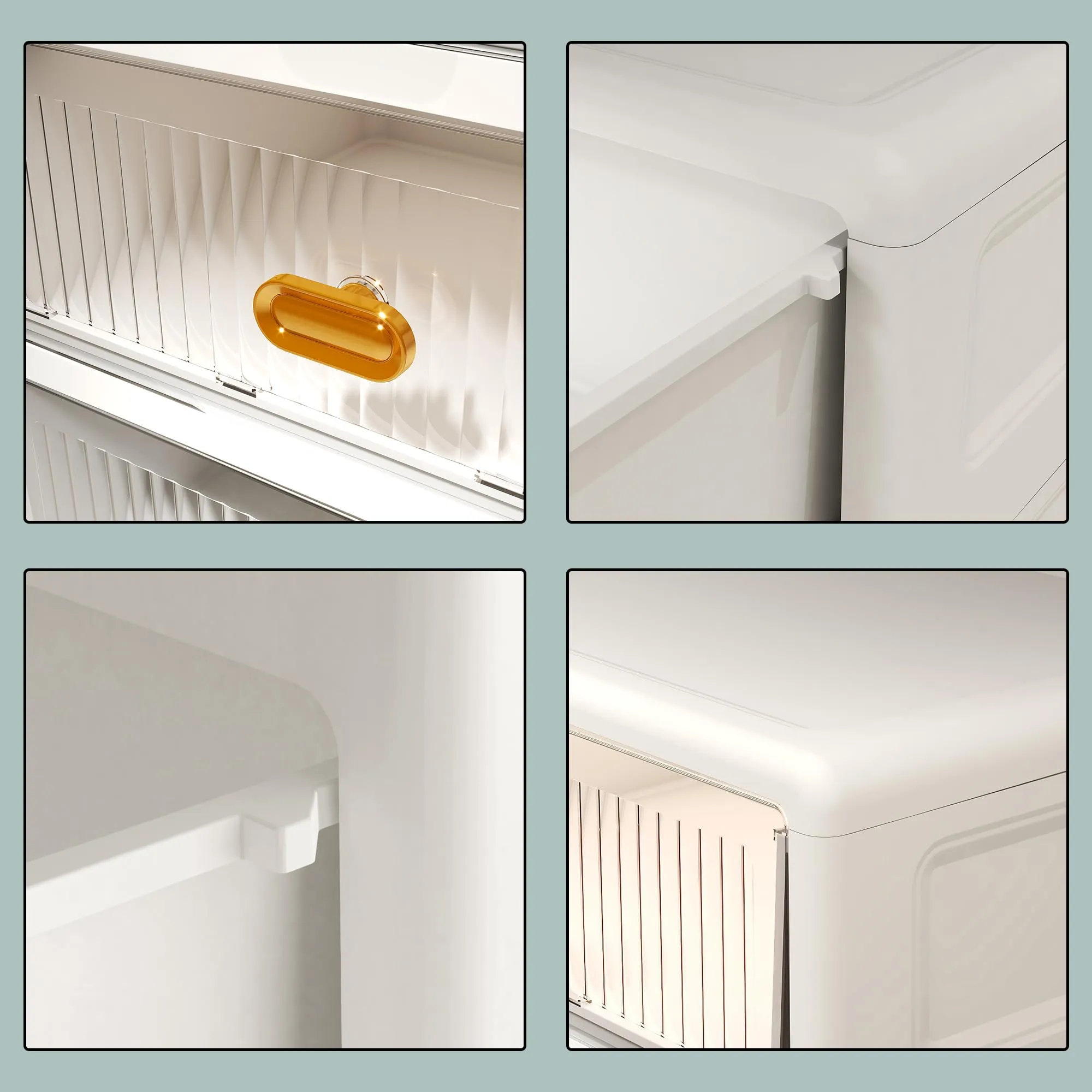 Kuber Industries (Set of 4) Single Door Cupboard for Clothes with 360 Degree Wheels - Thin Plastic Almirah for Baby Items, Kids Toys, Storage - White