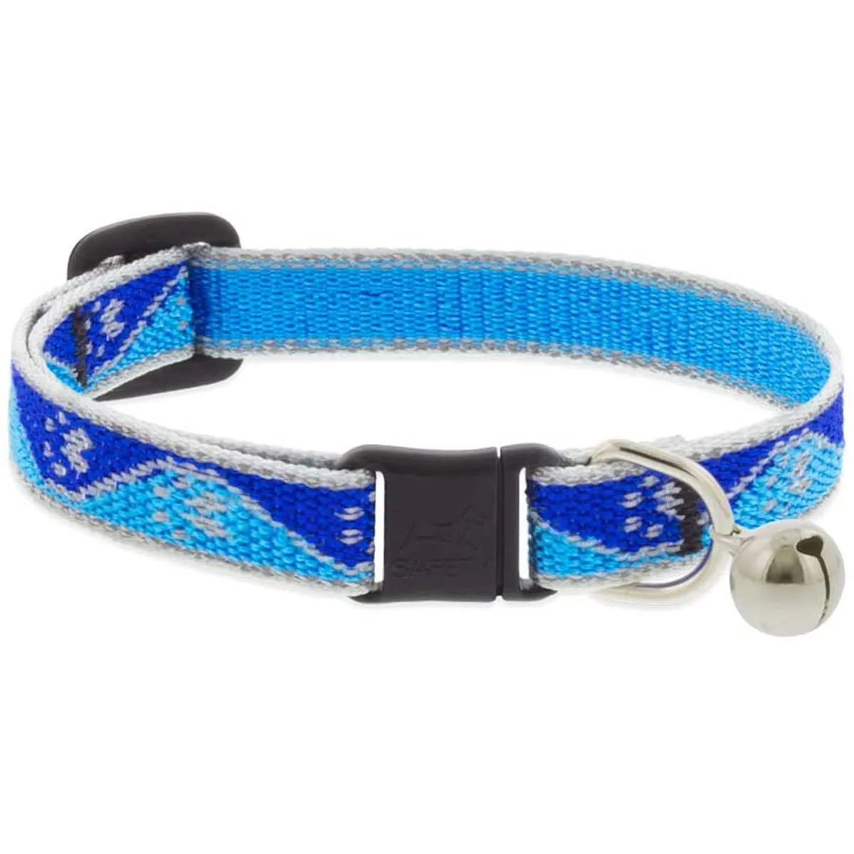Lupine Reflective Cat Collar 1/2" Wide X 8"-12" Size Neck Blue Paws With Bell