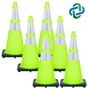 Mr. Chain 28" Safety Green Traffic Cones with Reflective Collars