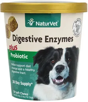NaturVet Digestive Enzymes Plus Probiotic Soft Chews for Dogs