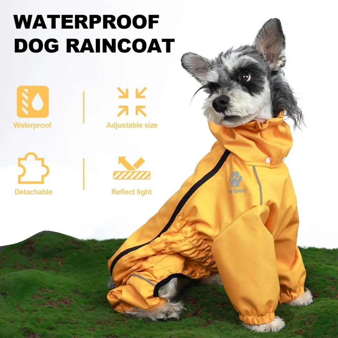 PINA Dog Raincoat with Hood, Lightweight Dog Jacket, Poncho with Reflective Strap and Pocket, Full Wrap Design for Wet Weather