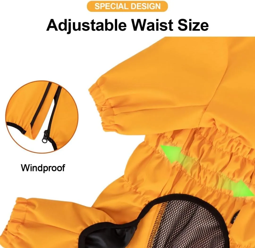 PINA Dog Raincoat with Hood, Lightweight Dog Jacket, Poncho with Reflective Strap and Pocket, Full Wrap Design for Wet Weather