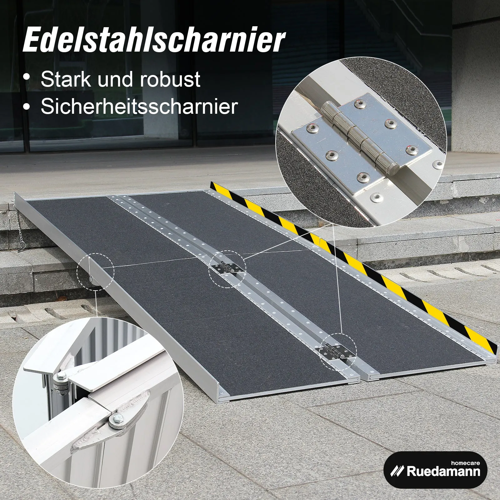 Ruedamann® 6FT Folding Aluminum Wheelchair Ramp for Home Van Non-Skid