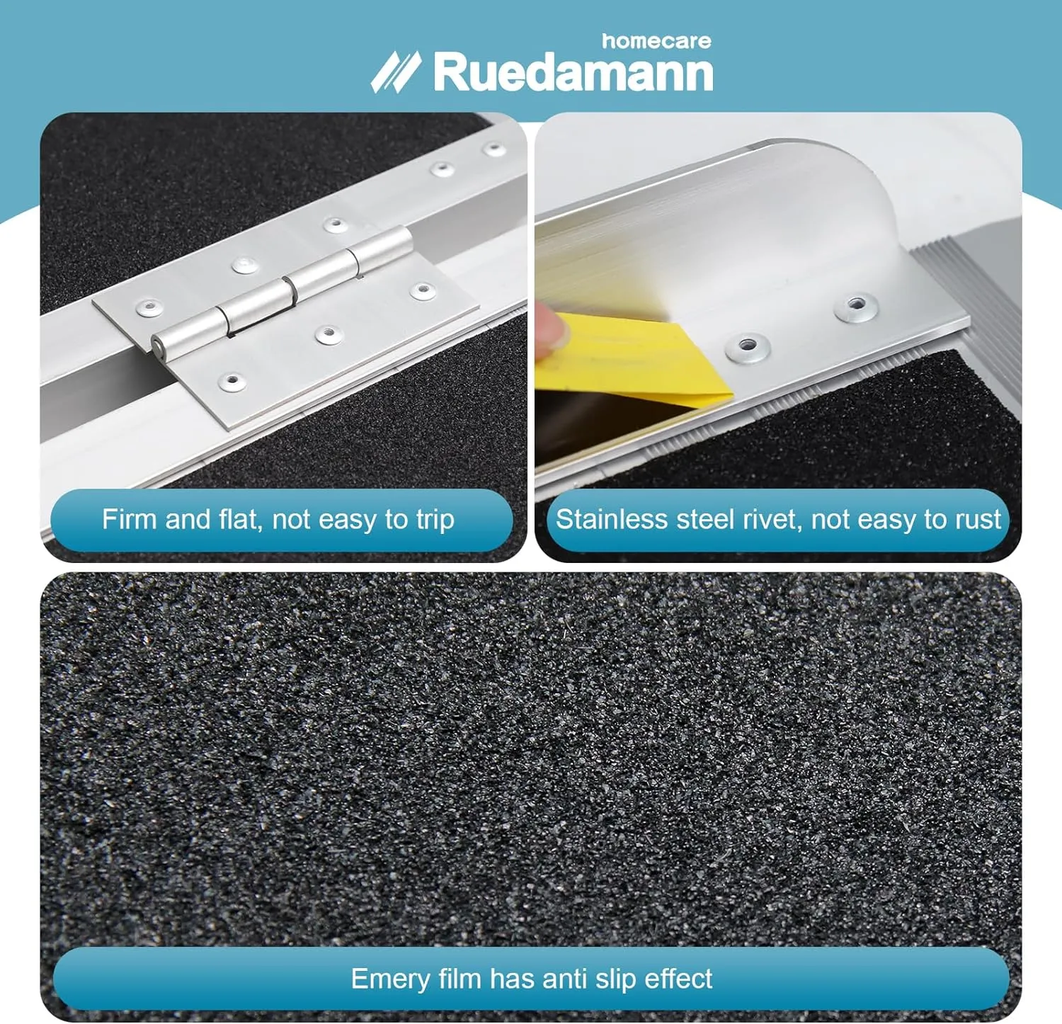 Ruedamann® Foldable Aluminum Wheelchair Ramp with Non-Slip Surface