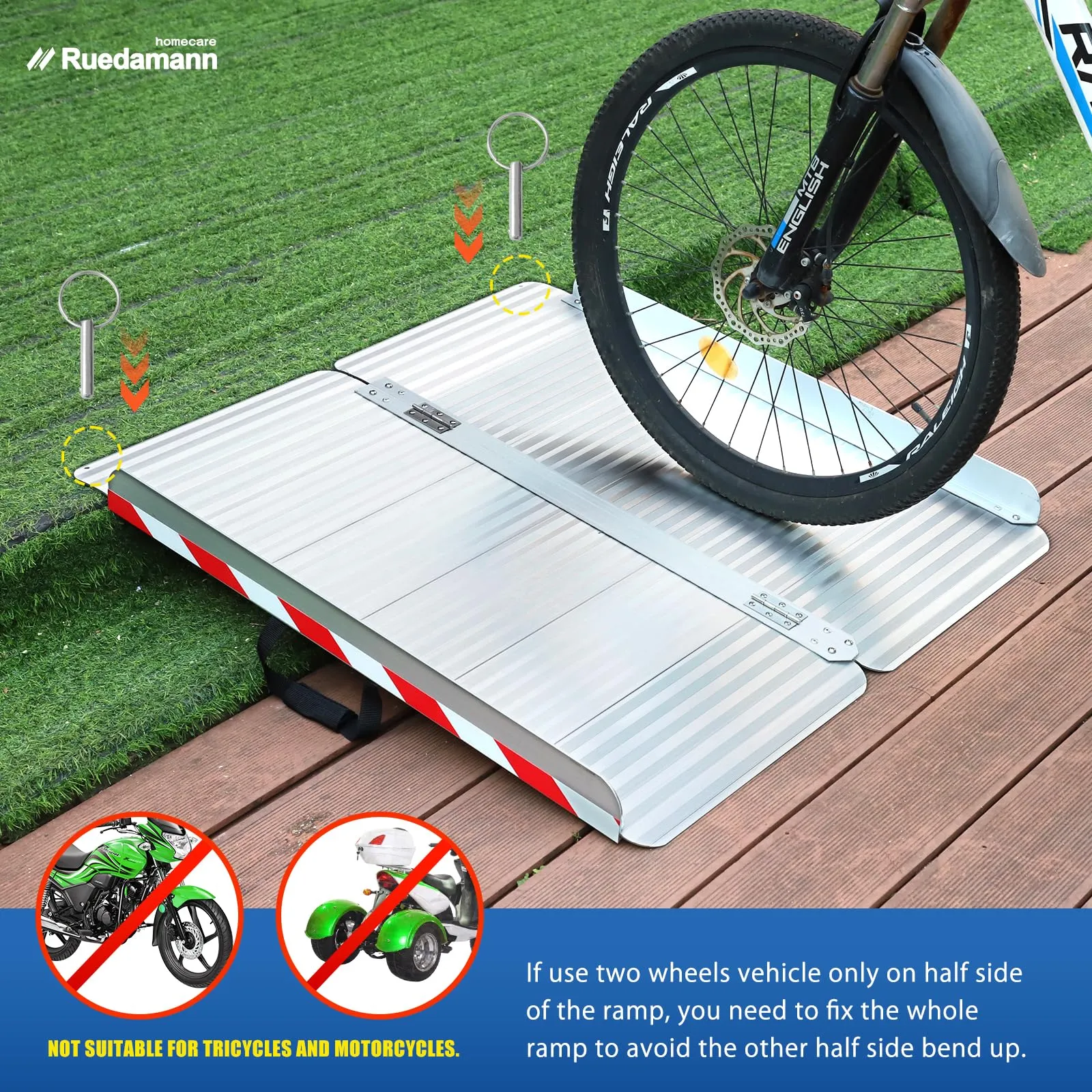 Ruedamann® Wheelchair Ramp Durable Aluminum with Anti-Slip and  Foldable